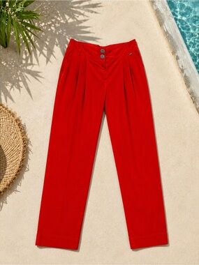 AIRFIELD High- Rise Cotton Trousers in Poppy Red - Size EU 36 (US 4–6)